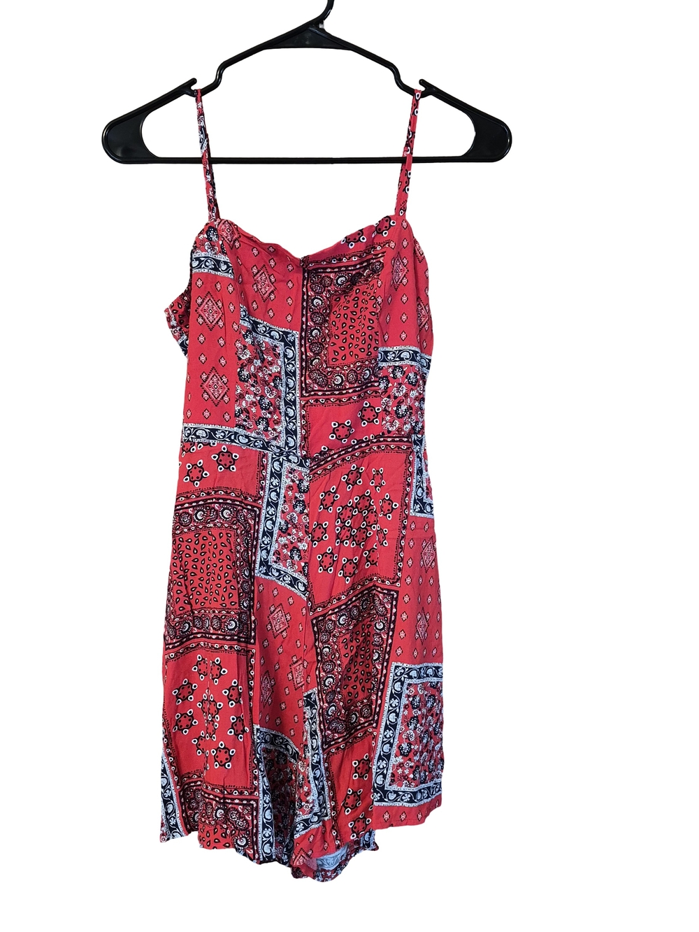Blue Rain Red Bandana-Print Romper